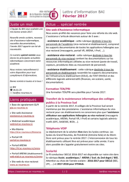 Lettre d`information BAI (f&eacute;vrier 2017)