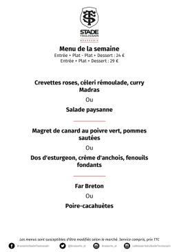 Menu de la semaine