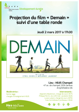 Projection du film « Demain » suivi d`une table ronde