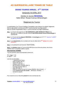 R&eacute;glement, Horaires et Tableaux