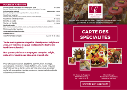 carte des sp&eacute;cialit&eacute;s - Le P`tit Caprice Boulangerie P&acirc;tisserie &agrave;