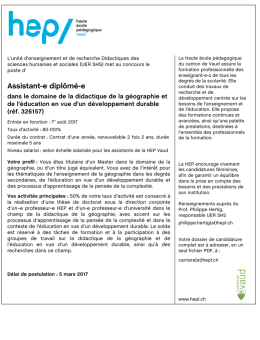 Assistant-e dipl&ocirc;m&eacute;-e