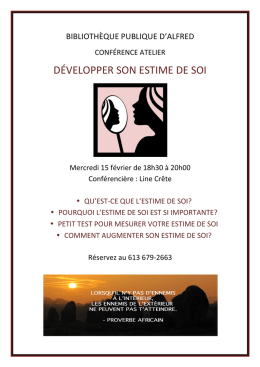 développer son estime de soi - Bibliotheque public