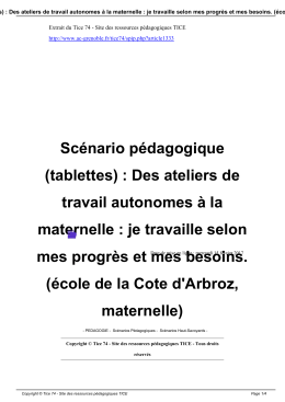 (tablettes) : Des ateliers de travail autonomes &agrave; la maternelle