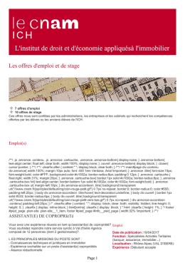 Cnam - ICH - Les offres d`emploi et de stage