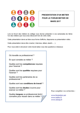 Veuillez trouver ci-joint la Fiche m&eacute;tier pour pr&eacute;parer ce travail.
