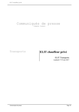 ELIT chauffeur privé - Communiqués de presse