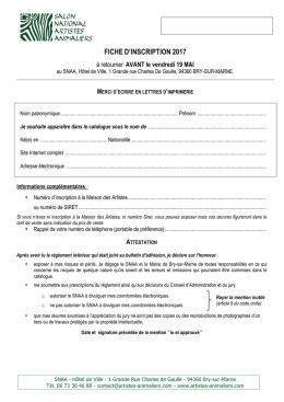 fiche d`inscription 2017 - Salon National des Artistes Animaliers