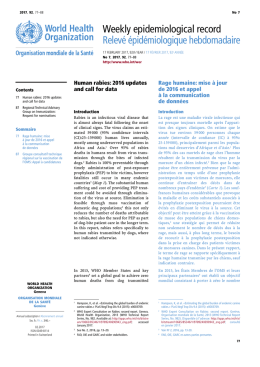 Weekly epidemiological record Relev&eacute; &eacute;pid&eacute;miologique