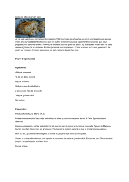 Gratin de p&acirc;tes (version light) Je ne sais pas si vous connaissez le