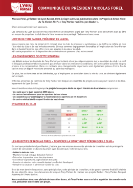 communiqu&eacute; - Lyon Basket F&eacute;minin