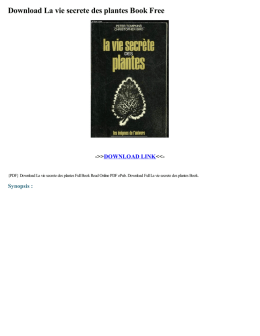 La vie secrete des plantes Book Online