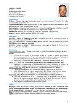 Comp&eacute;tences Formations Exp&eacute;riences Int&eacute;r&ecirc;ts