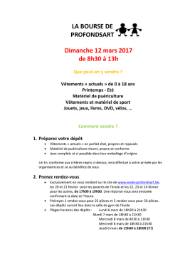 INFOS PRATIQUES PROCHAINE BOURSE