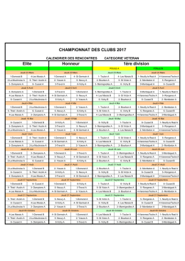 Elite 1ère division Honneur CHAMPIONNAT DES CLUBS 2017