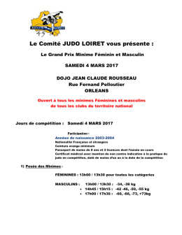 Le Comit&eacute; JUDO LOIRET vous pr&eacute;sente