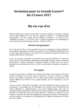 Invitation pour La Grande Lessive&reg; du 23 mars 2017 Ma vie vue d`ici
