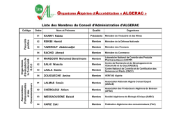 Liste des Membres du Conseil d`Administration d`ALGERAC