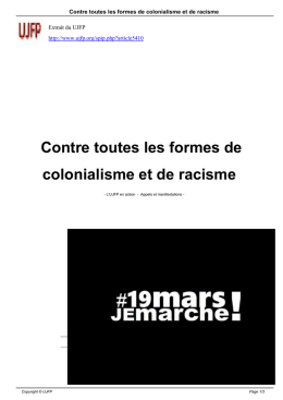 Contre toutes les formes de colonialisme et de racisme