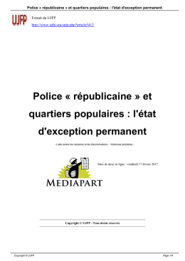 Police « républicaine » et quartiers populaires : l`état d