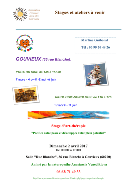 Stages et ateliers &agrave; venir