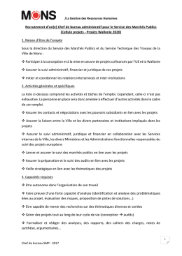 Chef de bureau administratif pour le Service des