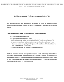 Adhérer au Comité Professionnel des Galeries d`Art