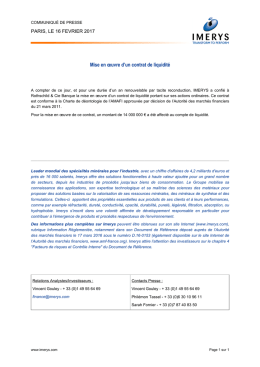 Imerys Contrat de liquidit&eacute; VF