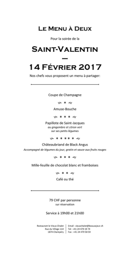 Saint-Valentin - Champéry - Restaurant vieux chalet champery