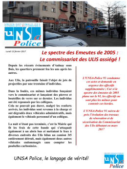 Le spectre des Emeutes de 2005 - Unsa