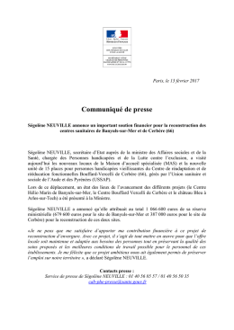 Communiqué de presse - Ministère des Affaires sociales et de la