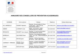 ANNUAIRE DES CONSEILLERS DE PREVENTION ACADEMIQUES