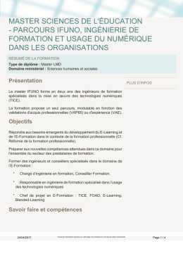 MASTER SCIENCES DE L`&Eacute;DUCATION