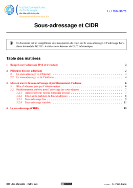 Sous-adressage et CIDR - DEPARTEMENT INFORMATIQUE IUT Aix