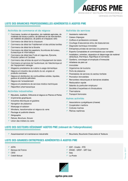 Liste des Branches Professionnelles