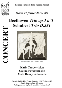 Beethoven Trio op.3 n°1 Schubert Trio D.581 - Ferme Rosset