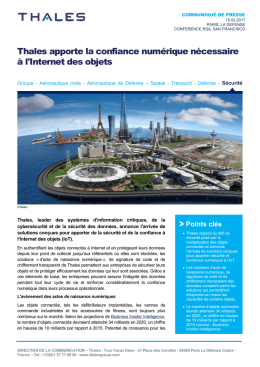 CP: Thales apporte la confiance num&eacute;rique n&eacute;cessaire &agrave; l`Internet