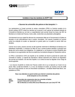 Invitation à tous les membres du SCFP 1244 « Sauvons les