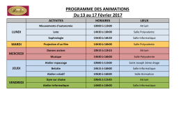 Télécharger le planning des activités de la semaine