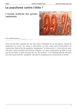 Le populisme contre l`&eacute;lite