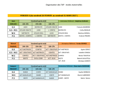 Tableau TAP elementaire et maternelle - periode 4