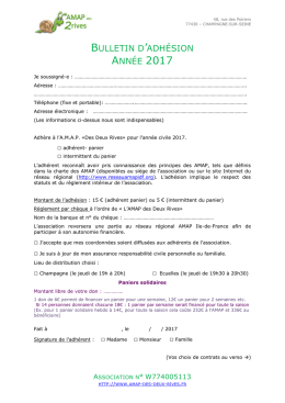 Bulletin d`adhésion - Amap des Deux Rives