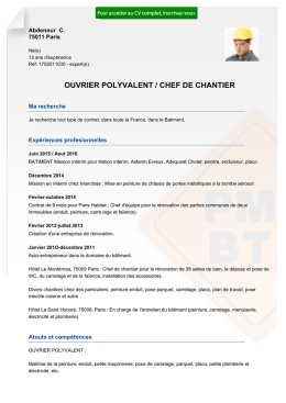 Recrutement CV OUVRIER POLYVALENT / CHEF DE