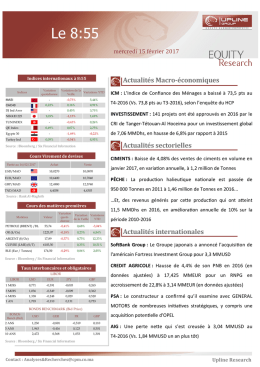 Actualités Macro-économiques Actualités sectorielles Actualités