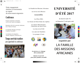 la famille des missions africaines universit&eacute; d`&eacute;t&eacute; 2017