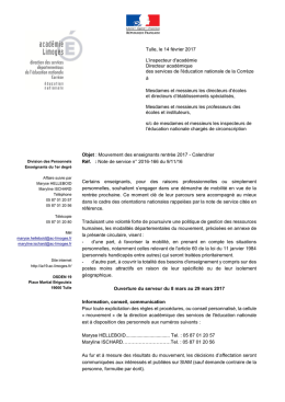 Tulle, le 14 février 2017 L`inspecteur d`académie Directeur