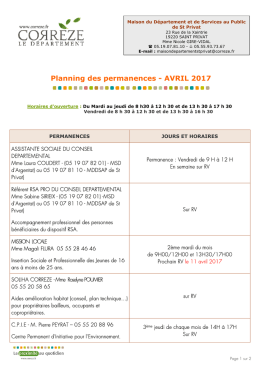 Planning des permanences - FEVRIER 2017