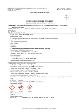 fiche de donn&eacute;es de s&eacute;curit&eacute;