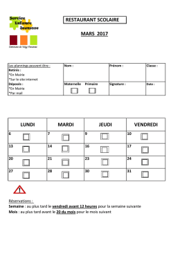 restaurant scolaire vendredi mars 2017 lundi - Veigy