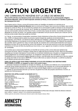 UNE COMMUNAUTE INDIGÈNE EST LA CIBLE DE MENACES ET